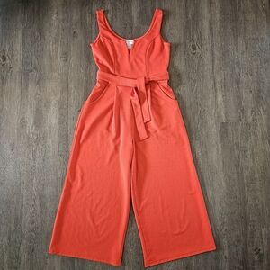 Apricot Orange Jumpsuit Wide Leg Belted And Sleeveless Size US 6 UK 10